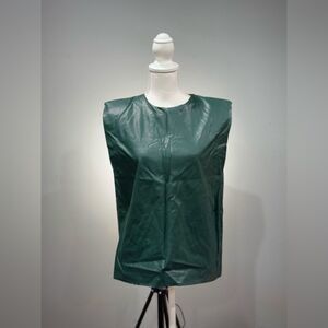 CLEARANCE! Dark Green TCEC Vegan Leather Top Size M NWT